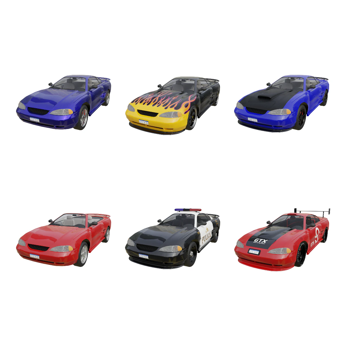 Sports Coupe Cars 3D Model .c4d .max .obj .3ds .fbx .stl .blend 