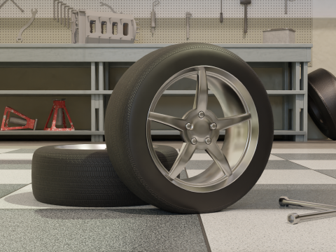 High-Detail Car Wheel for Games and Rendering 3D Model