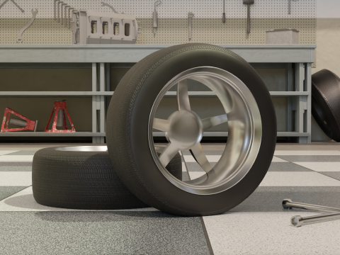 High-Detail Car Wheel for Games and Rendering 3D Model