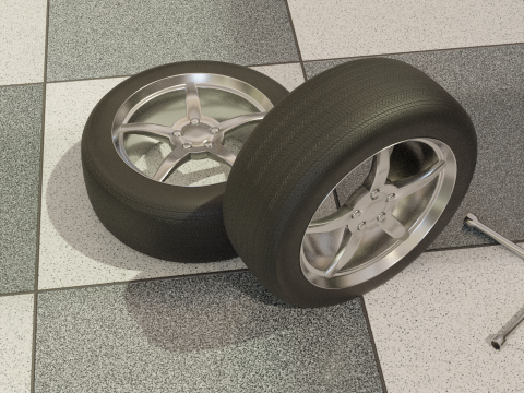 High-Detail Car Wheel for Games and Rendering 3D Model