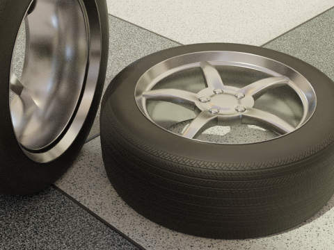 High-Detail Car Wheel for Games and Rendering 3D Model