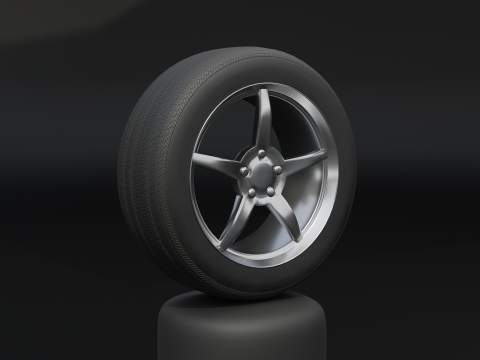 High-Detail Car Wheel for Games and Rendering 3D Model