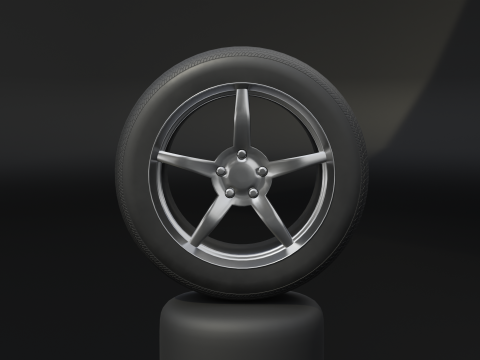 High-Detail Car Wheel for Games and Rendering 3D Model