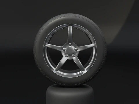 High-Detail Car Wheel for Games and Rendering 3D Model