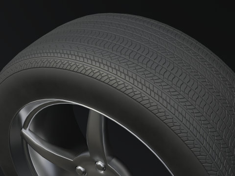 High-Detail Car Wheel for Games and Rendering 3D Model