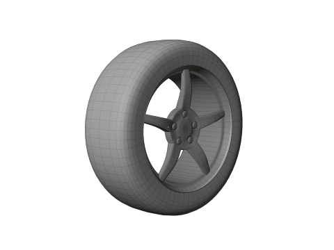 High-Detail Car Wheel for Games and Rendering 3D Model