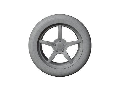 High-Detail Car Wheel for Games and Rendering 3D Model