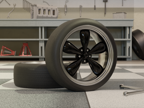 High-Detail Dual-Color Car Wheel for Games and Rendering Modelo 3D