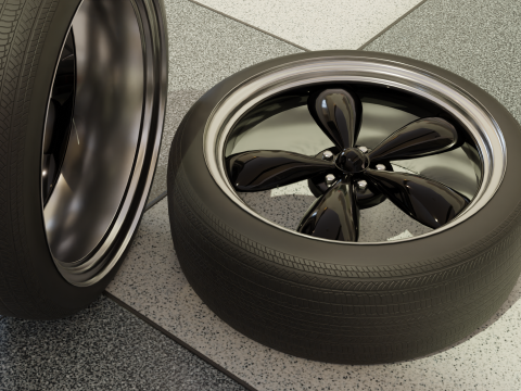 High-Detail Dual-Color Car Wheel for Games and Rendering Modelo 3D