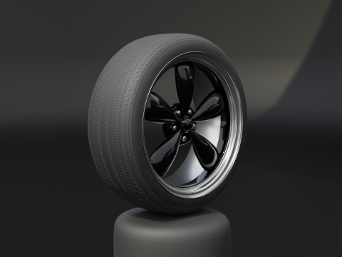 High-Detail Dual-Color Car Wheel for Games and Rendering Modelo 3D