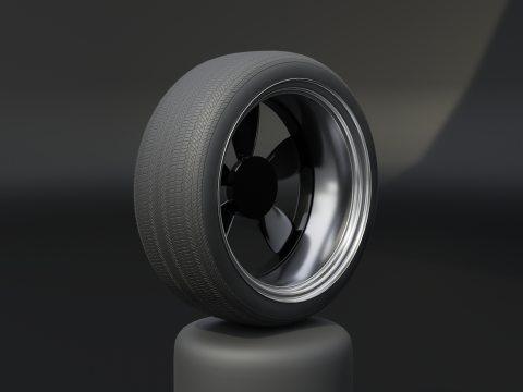 High-Detail Dual-Color Car Wheel for Games and Rendering Modelo 3D