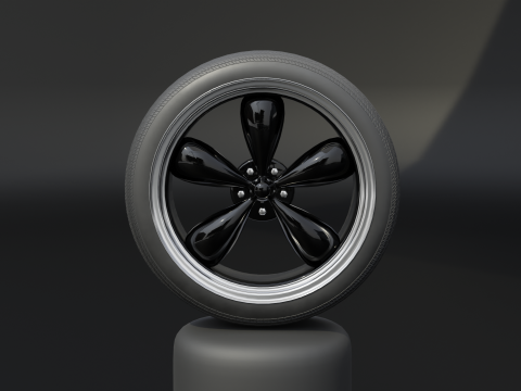 High-Detail Dual-Color Car Wheel for Games and Rendering Modelo 3D