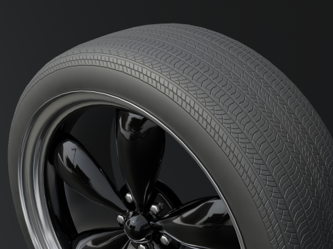 High-Detail Dual-Color Car Wheel for Games and Rendering Modelo 3D