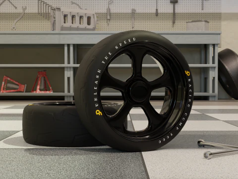 Roda de carro de corrida de alto detalhe para jogos e renderiza&ccedil;&atilde;o Modelo 3D