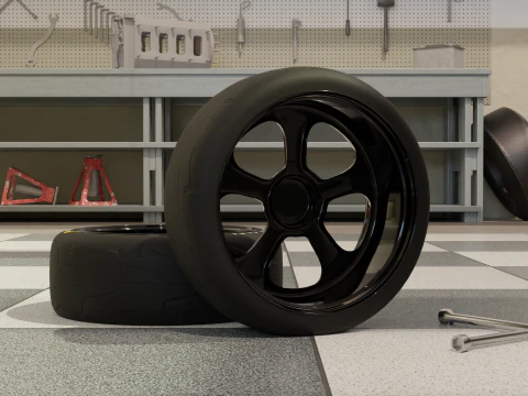 Roda de carro de corrida de alto detalhe para jogos e renderiza&ccedil;&atilde;o Modelo 3D