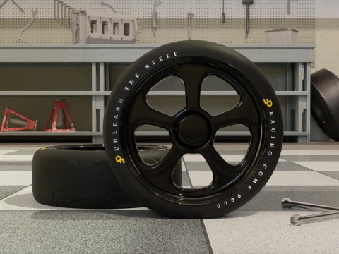 Roda de carro de corrida de alto detalhe para jogos e renderiza&ccedil;&atilde;o Modelo 3D