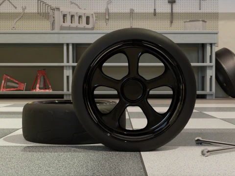 Roda de carro de corrida de alto detalhe para jogos e renderiza&ccedil;&atilde;o Modelo 3D