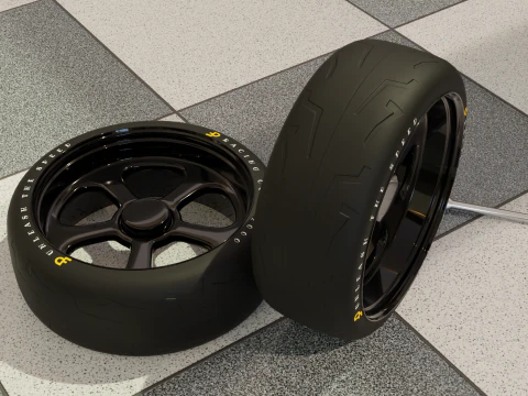 Roda de carro de corrida de alto detalhe para jogos e renderiza&ccedil;&atilde;o Modelo 3D