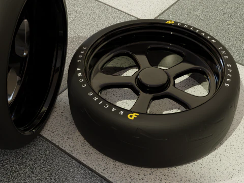 Roda de carro de corrida de alto detalhe para jogos e renderiza&ccedil;&atilde;o Modelo 3D