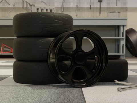 Roda de carro de corrida de alto detalhe para jogos e renderiza&ccedil;&atilde;o Modelo 3D