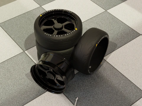 Roda de carro de corrida de alto detalhe para jogos e renderiza&ccedil;&atilde;o Modelo 3D