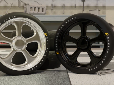 Roda de carro de corrida de alto detalhe para jogos e renderiza&ccedil;&atilde;o Modelo 3D