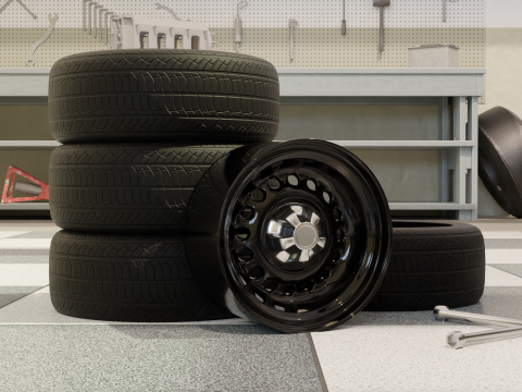 High-Performance Sport Car Wheel for Games Rendering Modelo 3D