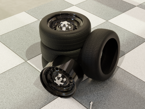 High-Performance Sport Car Wheel for Games Rendering Modelo 3D
