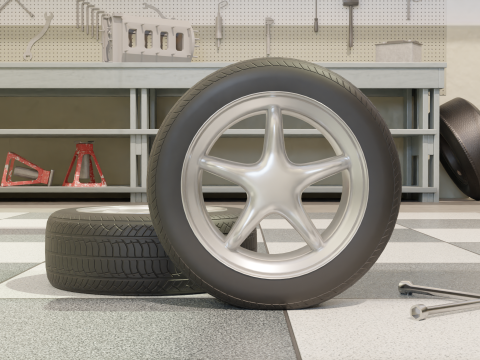 High-Detail Performance Car Wheel for Games Rendering Modelo 3D