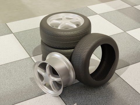 High-Detail Performance Car Wheel for Games Rendering Modelo 3D