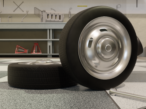 High-Detail Heavy-Duty Wheel for Games Rendering Modèle 3D