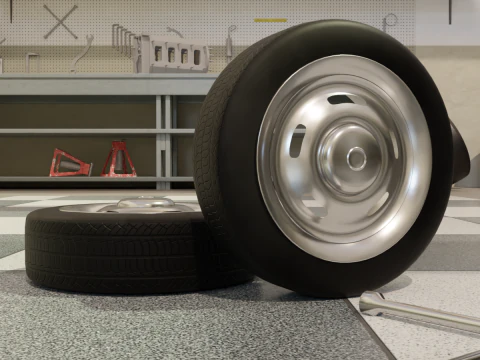 High-Detail Heavy-Duty Wheel for Games Rendering 3D Model