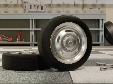 High-Detail Heavy-Duty Wheel for Games Rendering 3D Model