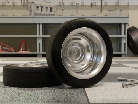 High-Detail Heavy-Duty Wheel for Games Rendering 3D Model
