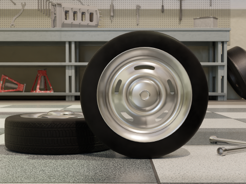High-Detail Heavy-Duty Wheel for Games Rendering Modèle 3D