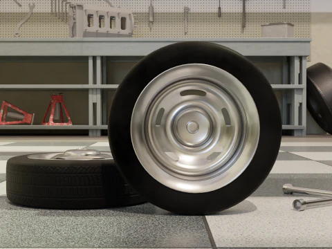 High-Detail Heavy-Duty Wheel for Games Rendering 3D Model