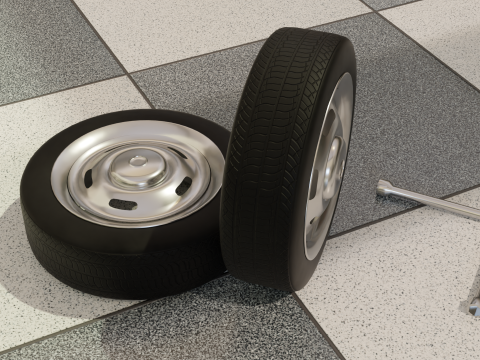 High-Detail Heavy-Duty Wheel for Games Rendering Modèle 3D