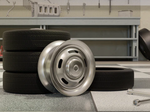 High-Detail Heavy-Duty Wheel for Games Rendering 3D Model
