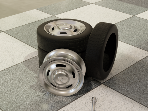 High-Detail Heavy-Duty Wheel for Games Rendering Modèle 3D