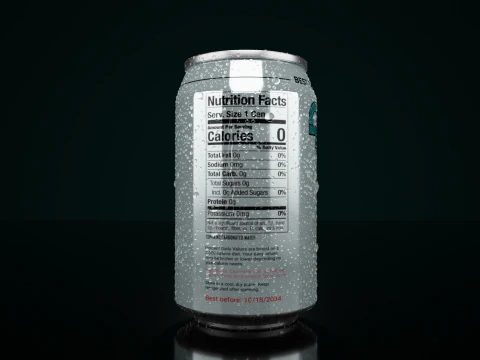 Regular 330ml Beverage Can Open and Closed Tabs with Droplets 3D Model