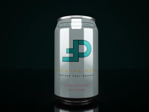 Regular 330ml Beverage Can Open and Closed Tabs with Droplets 3D Model