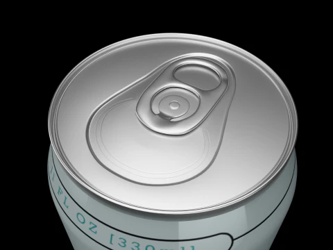 Regular 330ml Beverage Can Open and Closed Tabs with Droplets 3D Model
