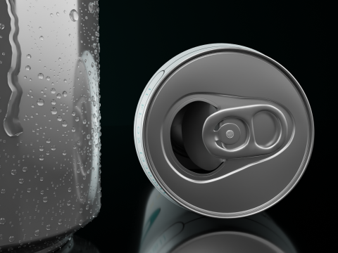 Regular 330ml Beverage Can Open and Closed Tabs with Droplets Modèle 3D