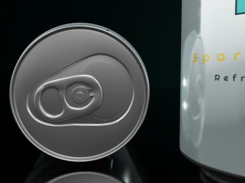 Regular 330ml Beverage Can Open and Closed Tabs with Droplets 3D Model