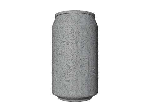 Regular 330ml Beverage Can Open and Closed Tabs with Droplets 3D Model