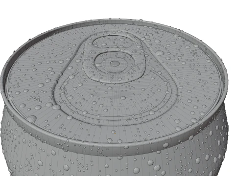 Regular 330ml Beverage Can Open and Closed Tabs with Droplets 3D Model