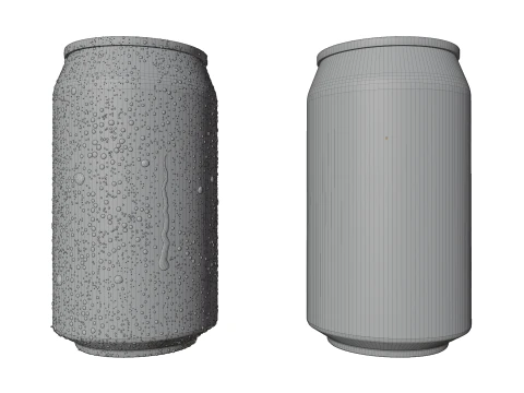 Regular 330ml Beverage Can Open and Closed Tabs with Droplets 3D Model