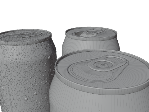 Regular 330ml Beverage Can Open and Closed Tabs with Droplets Modèle 3D