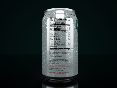 Regular 355ml Beverage Can Open and Closed Tabs with Droplets 3D Модель