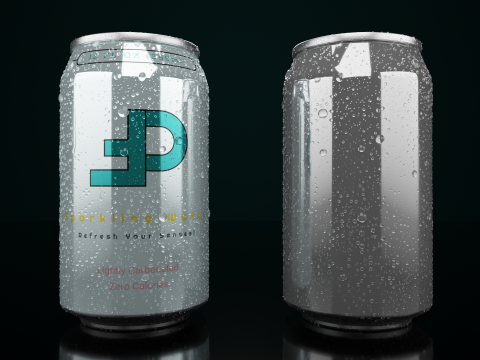 Regular 355ml Beverage Can Open and Closed Tabs with Droplets 3D Модель